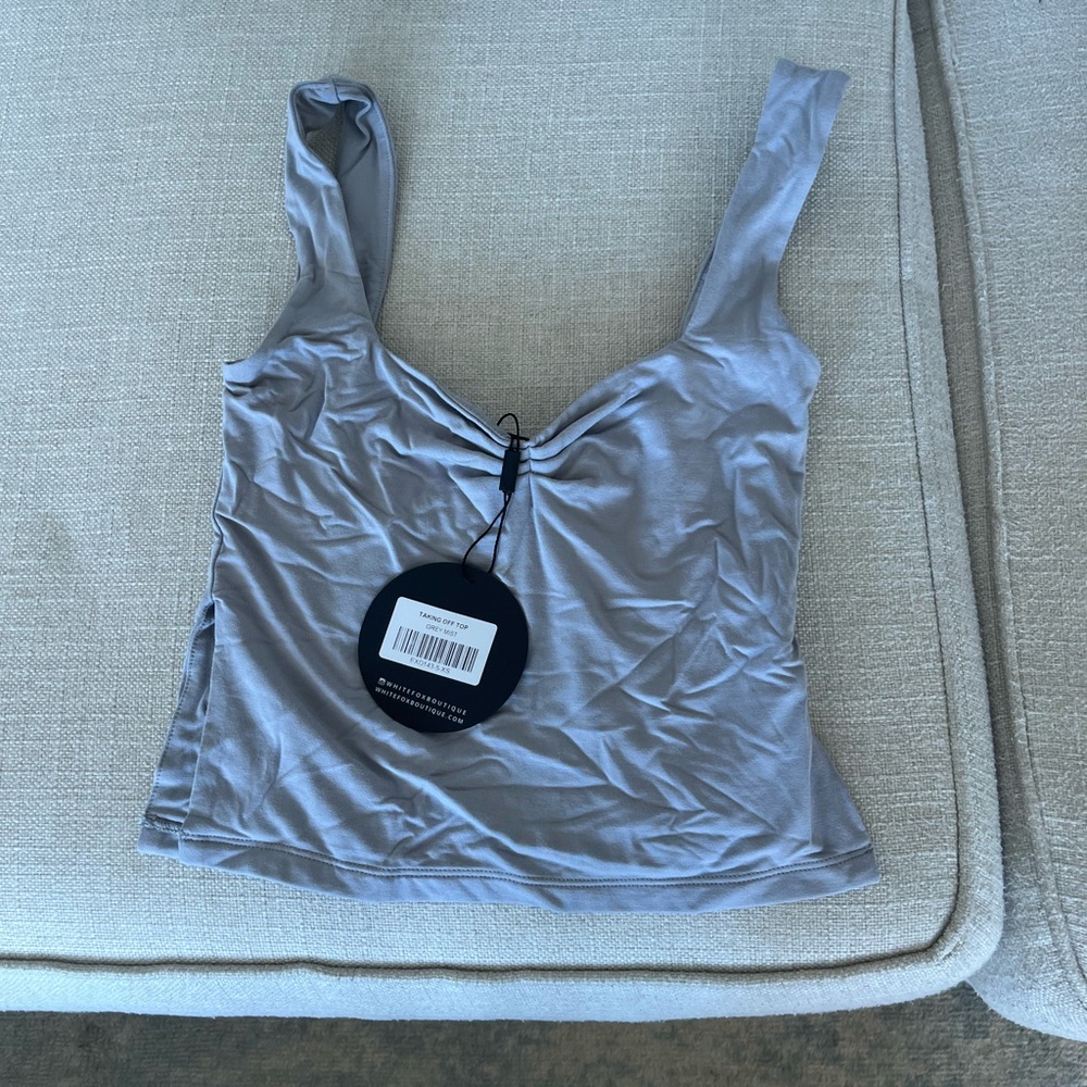 White Fox Gray Crop Tank Top